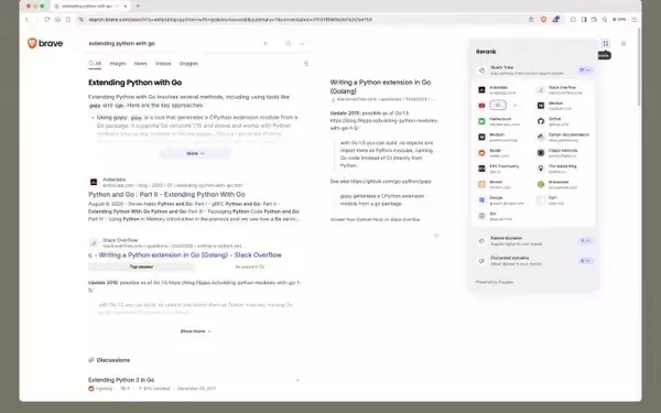 Brave Search Introduces User-Controlled Rerank Feature for Personalized Search Results