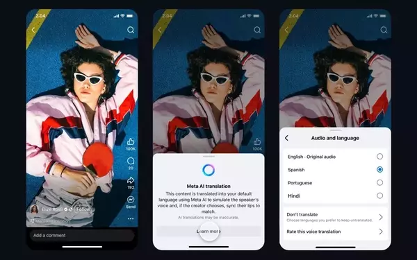 Meta Extends AI Translation for Reels to Hindi and Portuguese