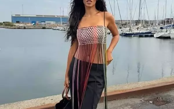 Rochelle Humes Dazzles in Colorful Bralette at Copenhagen Fashion Week