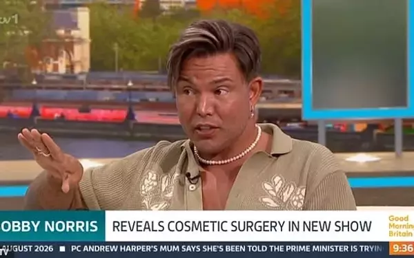 Bobby Norris, a TV personality, discusses his numerous cosmetic procedures and likens himself to Katie Price