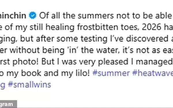 Louise Minchin enjoys a refreshing swim despite recovering from a foot injury