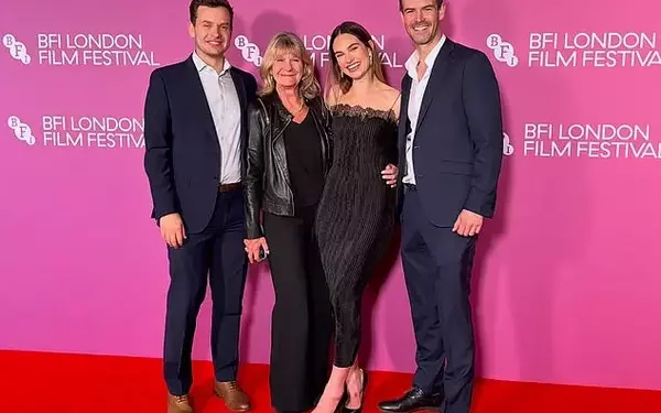 Lily James Attends London Film Festival with Family for 'The Liberation' Screening